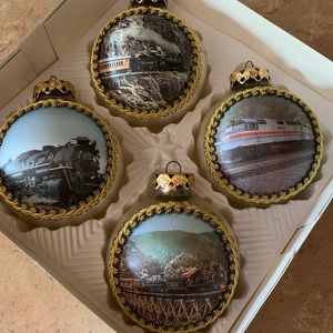 Vintage German silk print train ornaments (4)